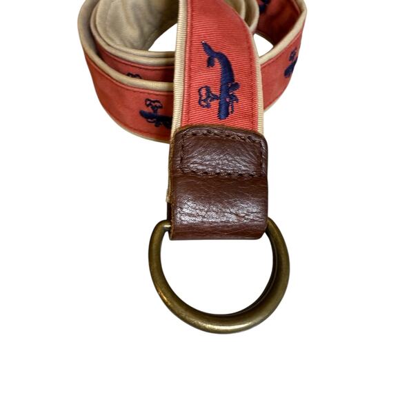 Preppy J Crew Canvas Belt Whale Print Nantucket Red S/M - Picture 3 of 6